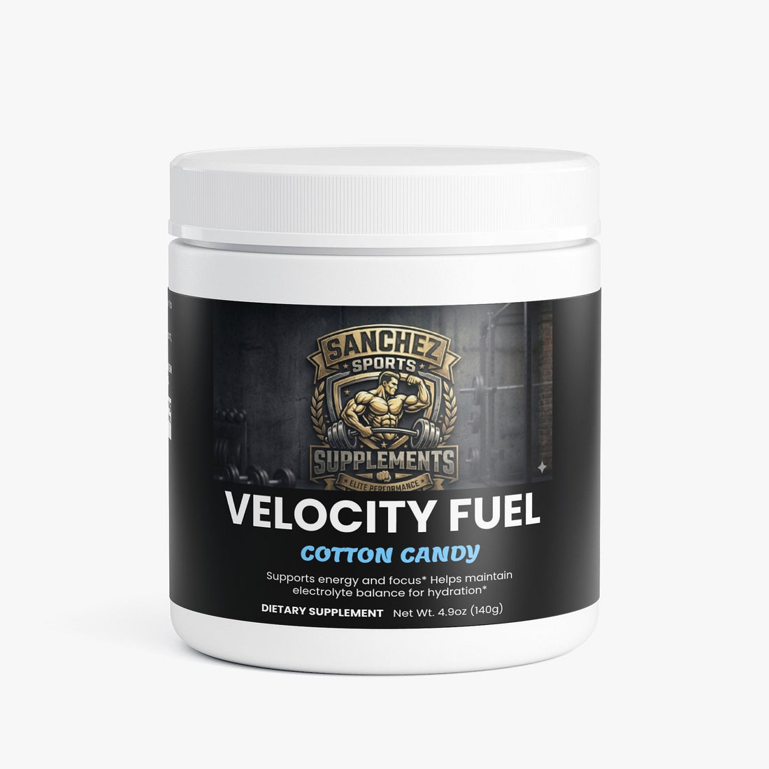 Velocity Fuel sugar-free pre-workout lineup, Cotton Candy flavor shown