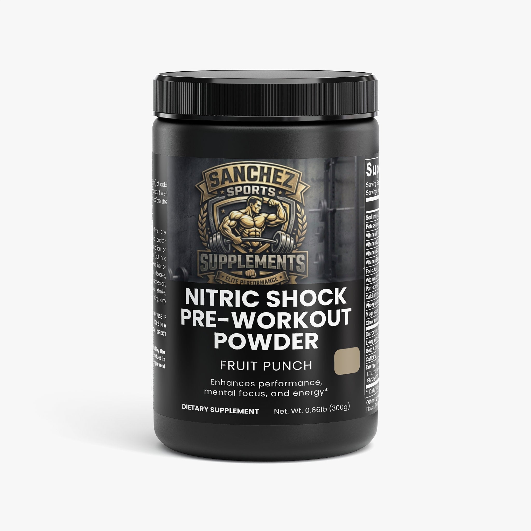 Nitric Shock Pre-Workout Powder Fruit Punch | Pump, Energy & Endurance Supplement