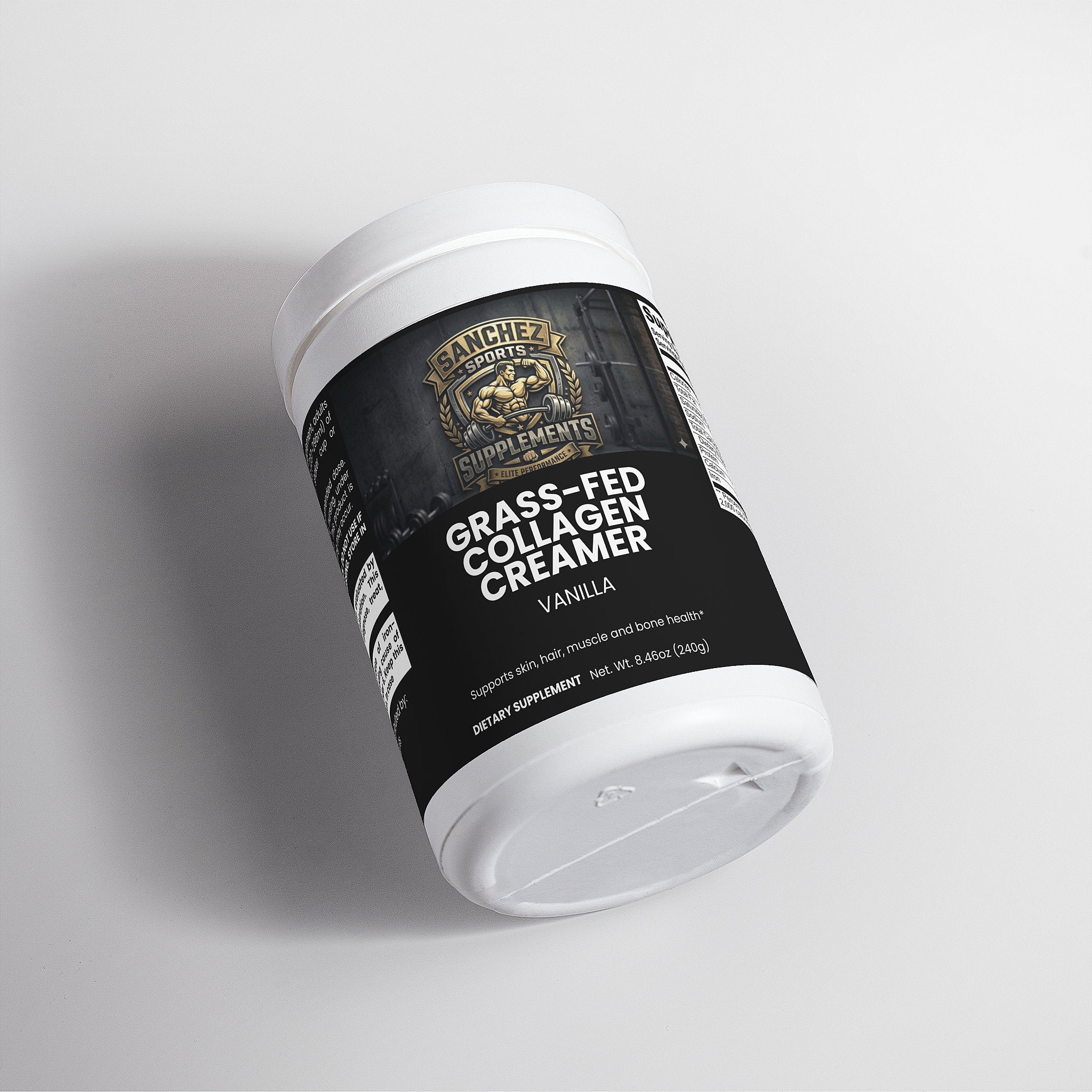 Collagen creamer vanilla powder supplement bottle open Long Beach CA