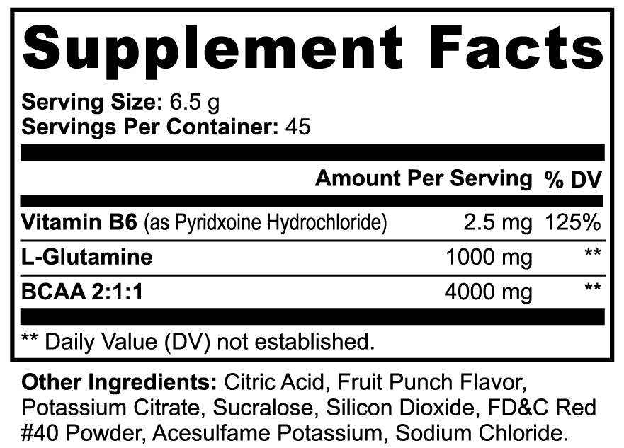 BCAA Powder Fruit Punch | 5000mg BCAAs + Glutamine for Muscle Recovery & Lean Muscle