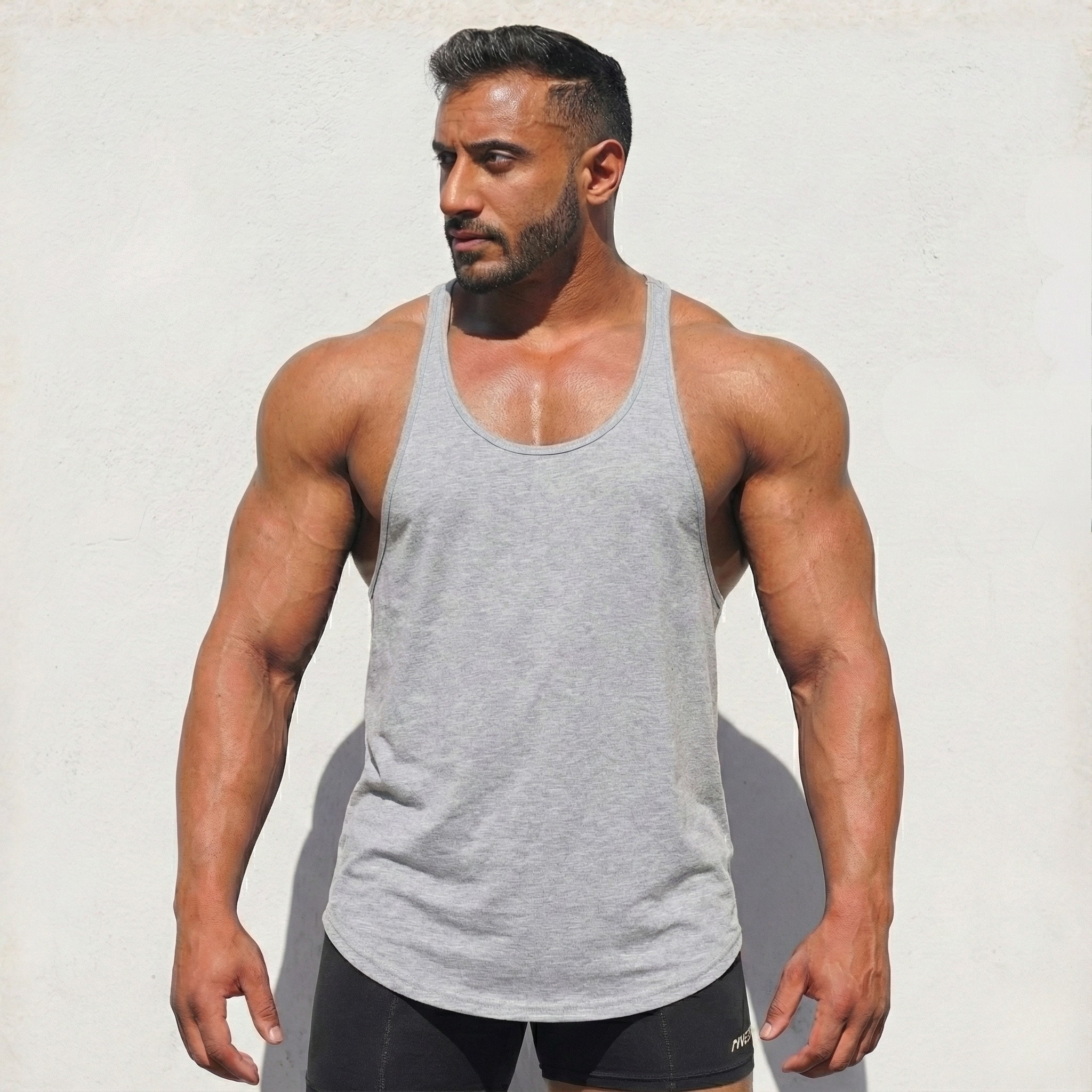 Stringer Tank Top - Sanchez Sports Supplements gray front