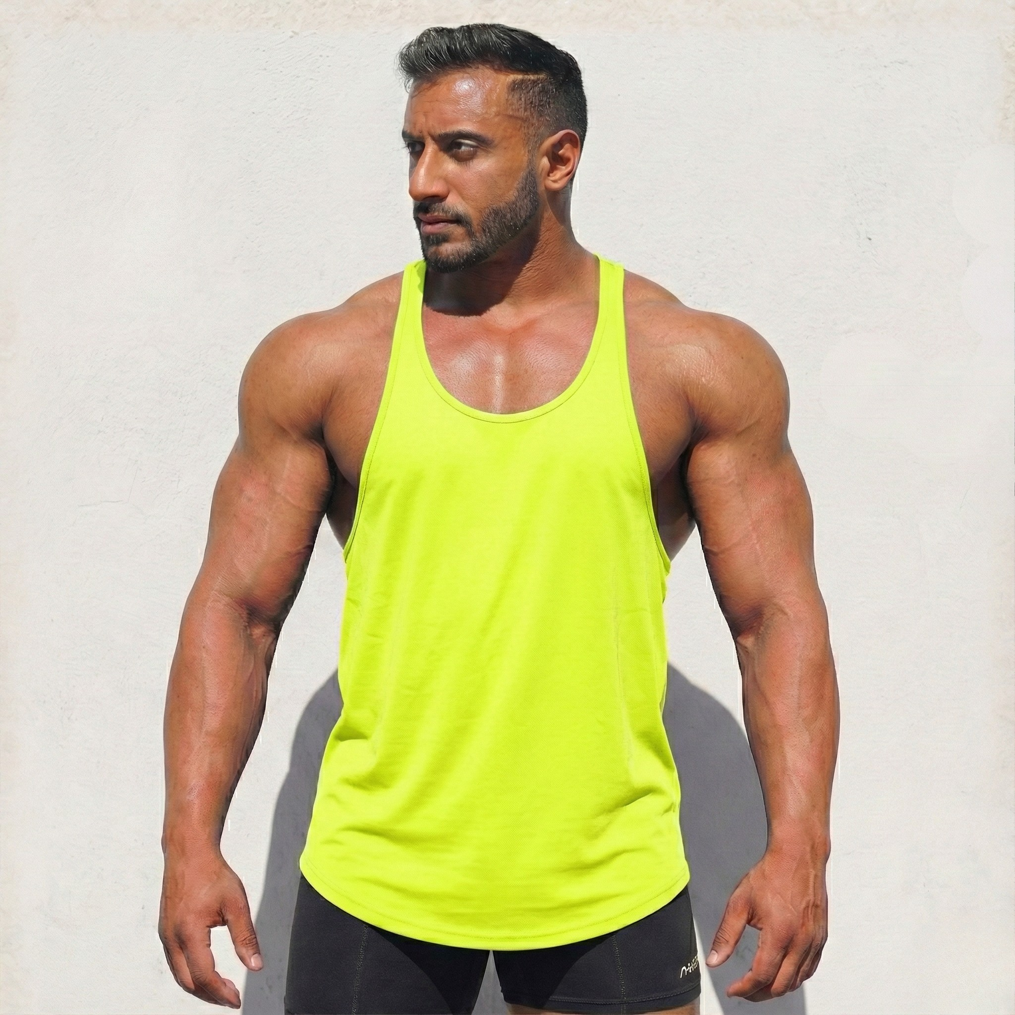 Stringer Tank Top - Sanchez Sports Supplements neon yellow front