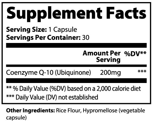 CoQ10 Ubiquinone Supplement 200mg | Heart Health, Energy & Post-Workout Recovery