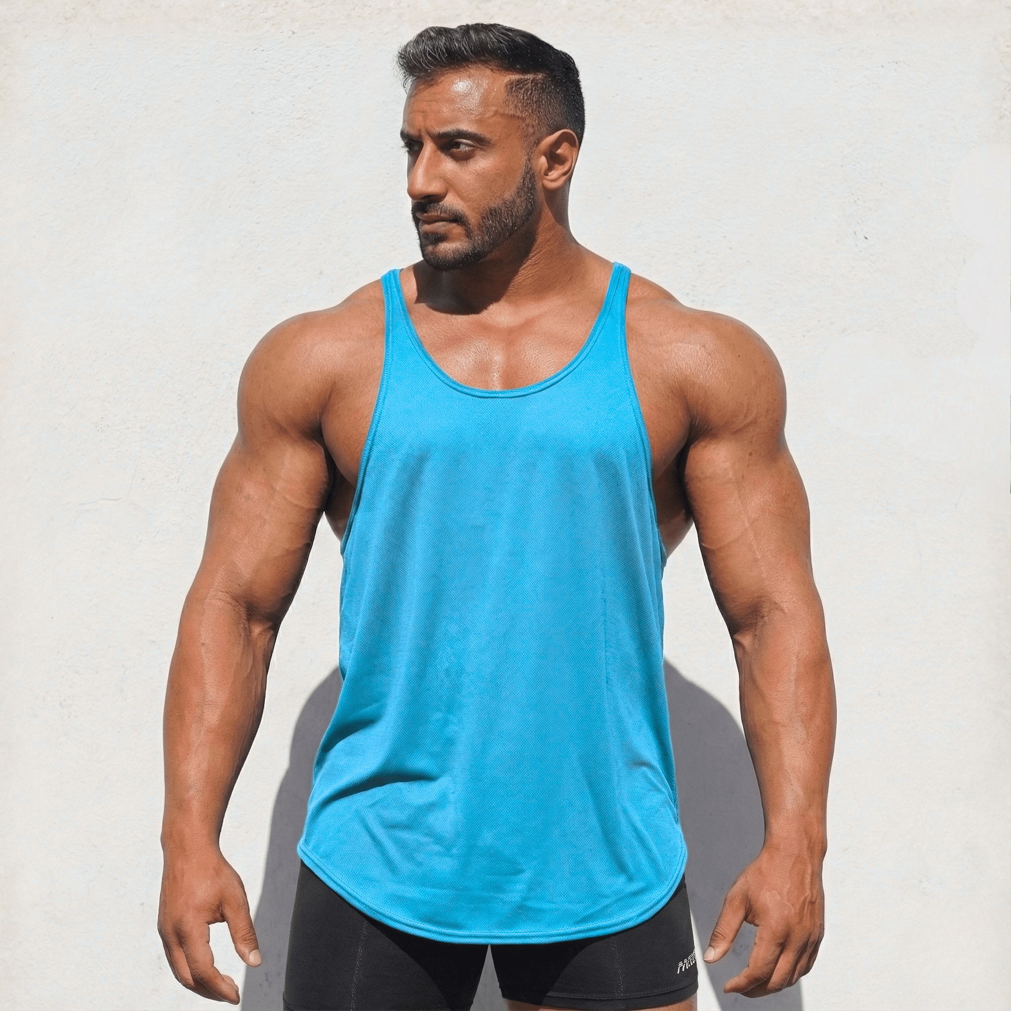 Stringer Tank Top - Sanchez Sports Supplements light blue front