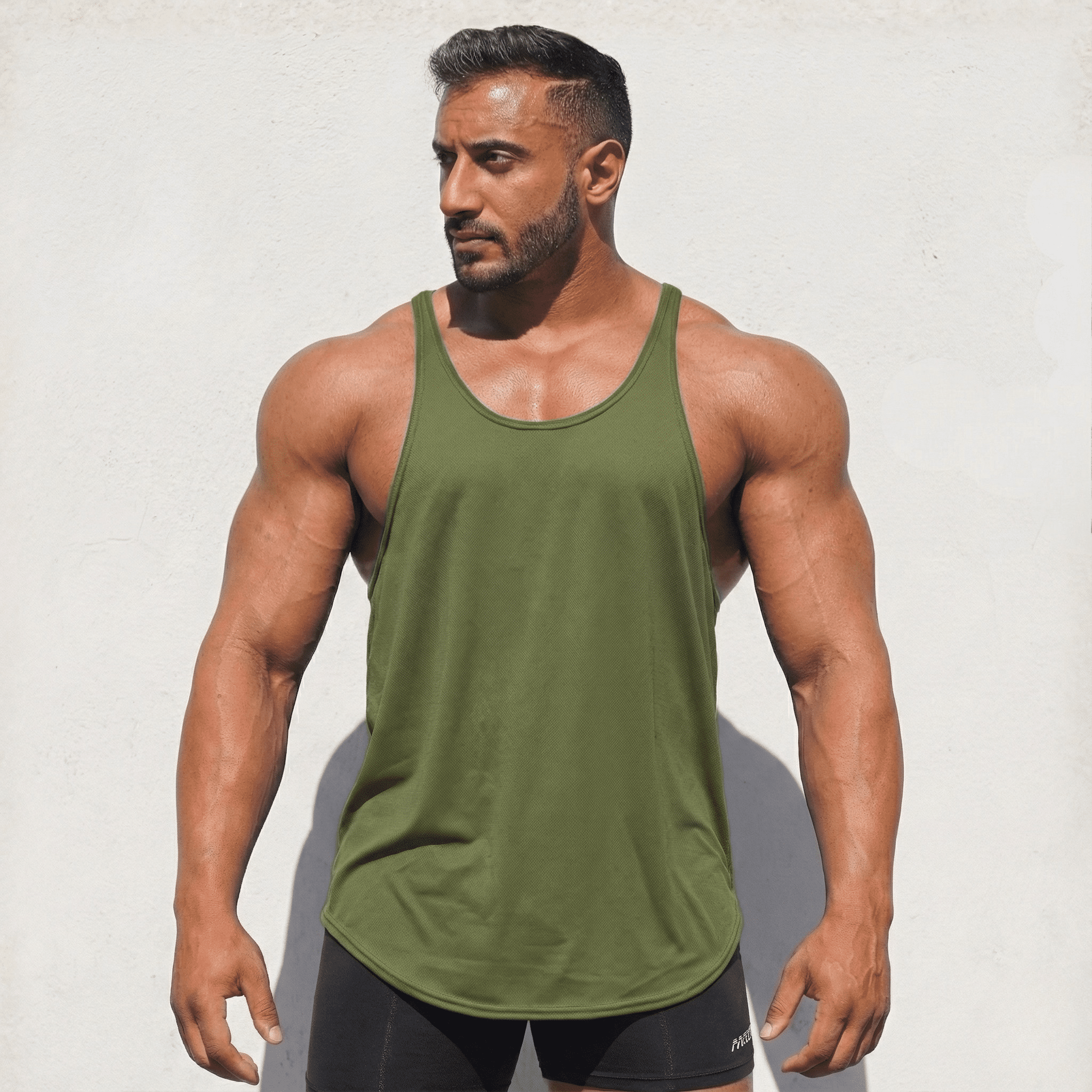 Stringer Tank Top - Sanchez Sports Supplements army green front