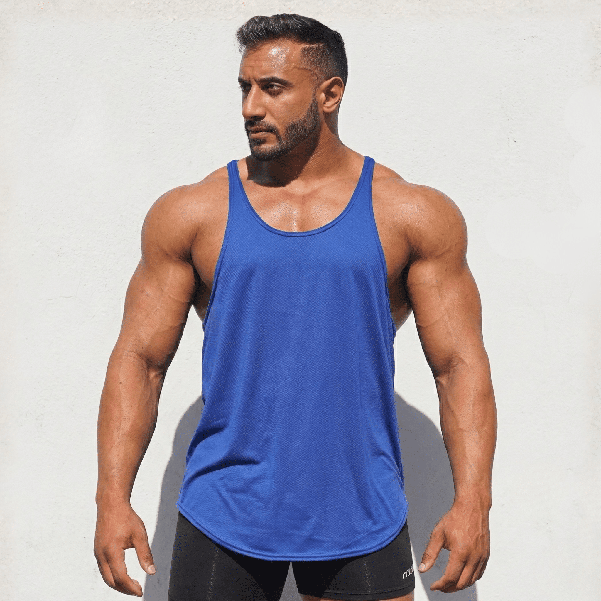 Stringer Tank Top - Sanchez Sports Supplements blue front
