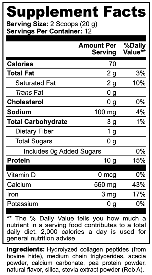 Grass-Fed Collagen Creamer (Vanilla) - Sanchez Sports Supplements label