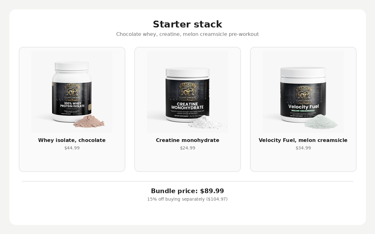 Starter Stack | Whey Protein + Creatine + Pre-Workout Bundle